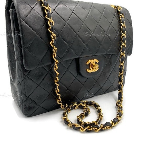❗️Sold❗️CHANEL Classic Lambskin Double Flap Medium Square Bag Black GHW - Picture 6 of 17